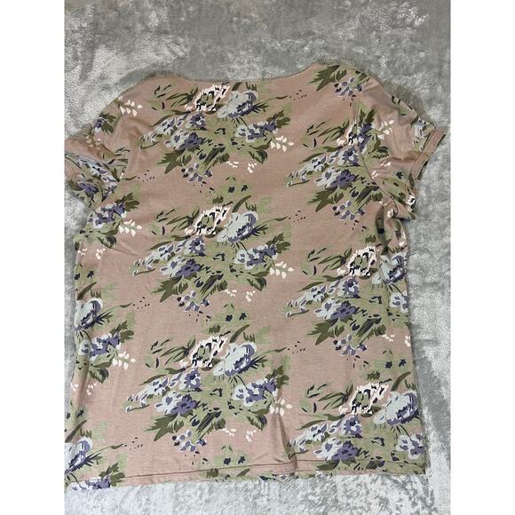 Chicos Top Shirt Women’s 3 Light Brown Soft Pink Floral Bejeweled Blouse Comfy - Picture 2 of 5